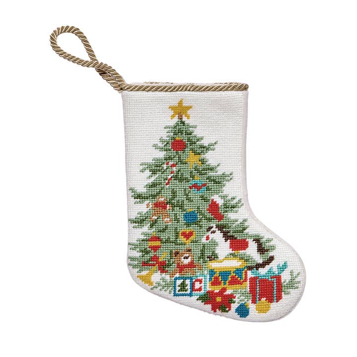 31SJM11375MC 6 x 4.25 in. Christmas Tree Embroidered Needlepoint Christmas Mini Stocking