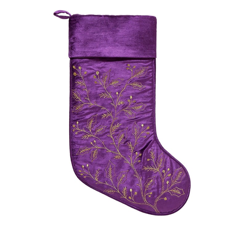 31AV1506MC 12 x 20 in. Amethyst Foliage Velvet Embroidered Stocking
