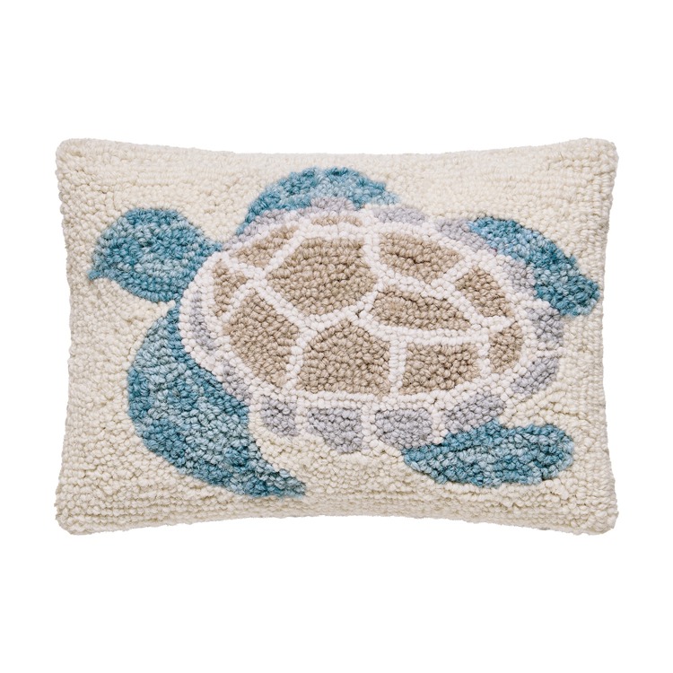 30AV1364C12OB 8 x 12 in. Sea Turtle Poly Filled Hook Pillow