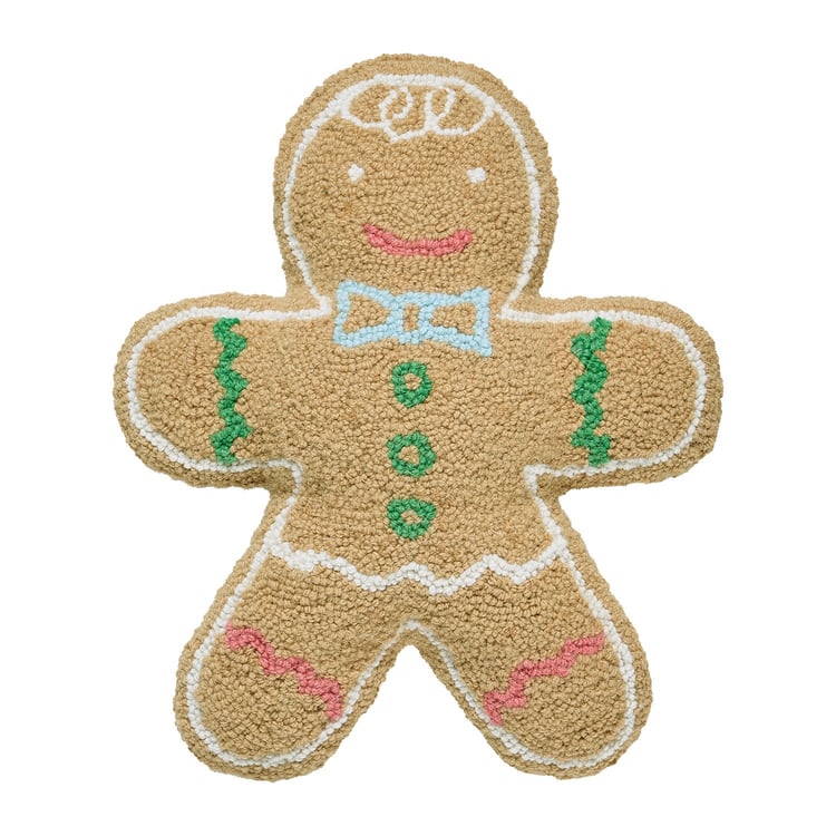31APS285C16OB 14 x 16 in. Gingerbread Man Shaped Blown-in Filled Hook Pillow