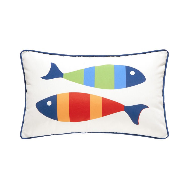 24KN404C20OB Picket Fish Oblong Printed Pillow Poly Filled