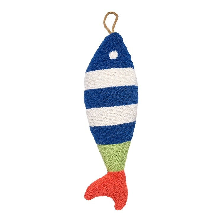 30KN406C22OB Picket Fish Shaped Hook Pillow with Blown-Filled - 8 x 22 in., 100 Percent Wool, Cotton & Poly - Pack of 2