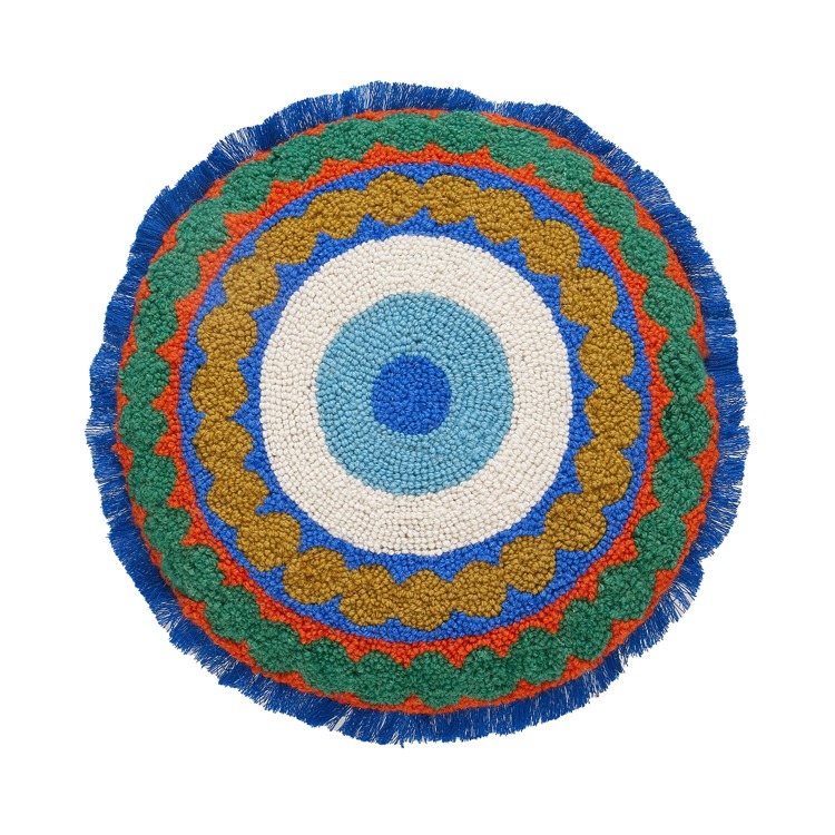 30EO259C16RD 16 in. Round Eye with Fringe Poly Fill Hook Pillow
