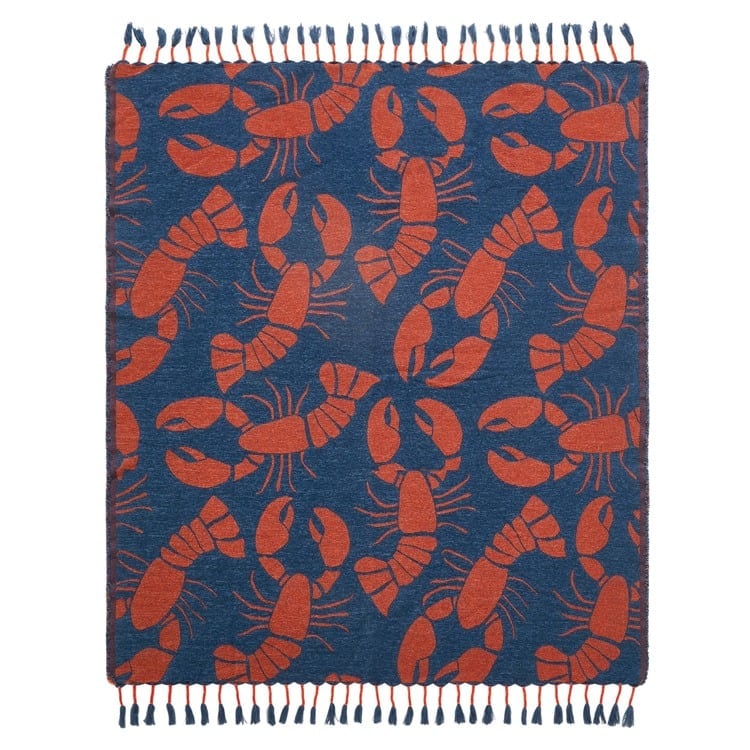 21KN397C5060 Red & Navy Lobster Toss Throw, 50 x 60 in.
