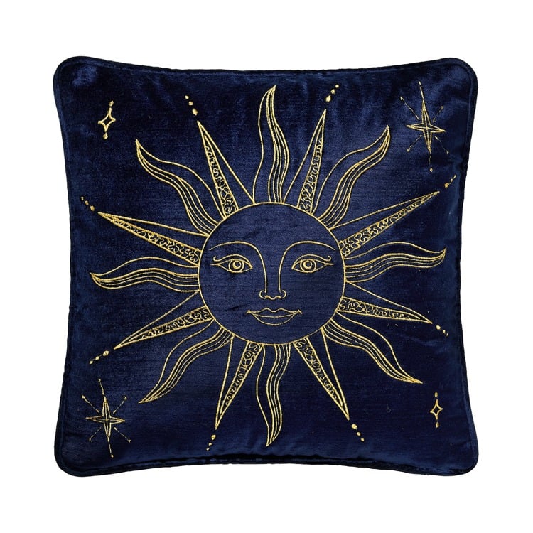 24AV1453C14SQ 14 x 14 in. Whimsy Celestial Sun Ember Poly Fill Hook Pillow