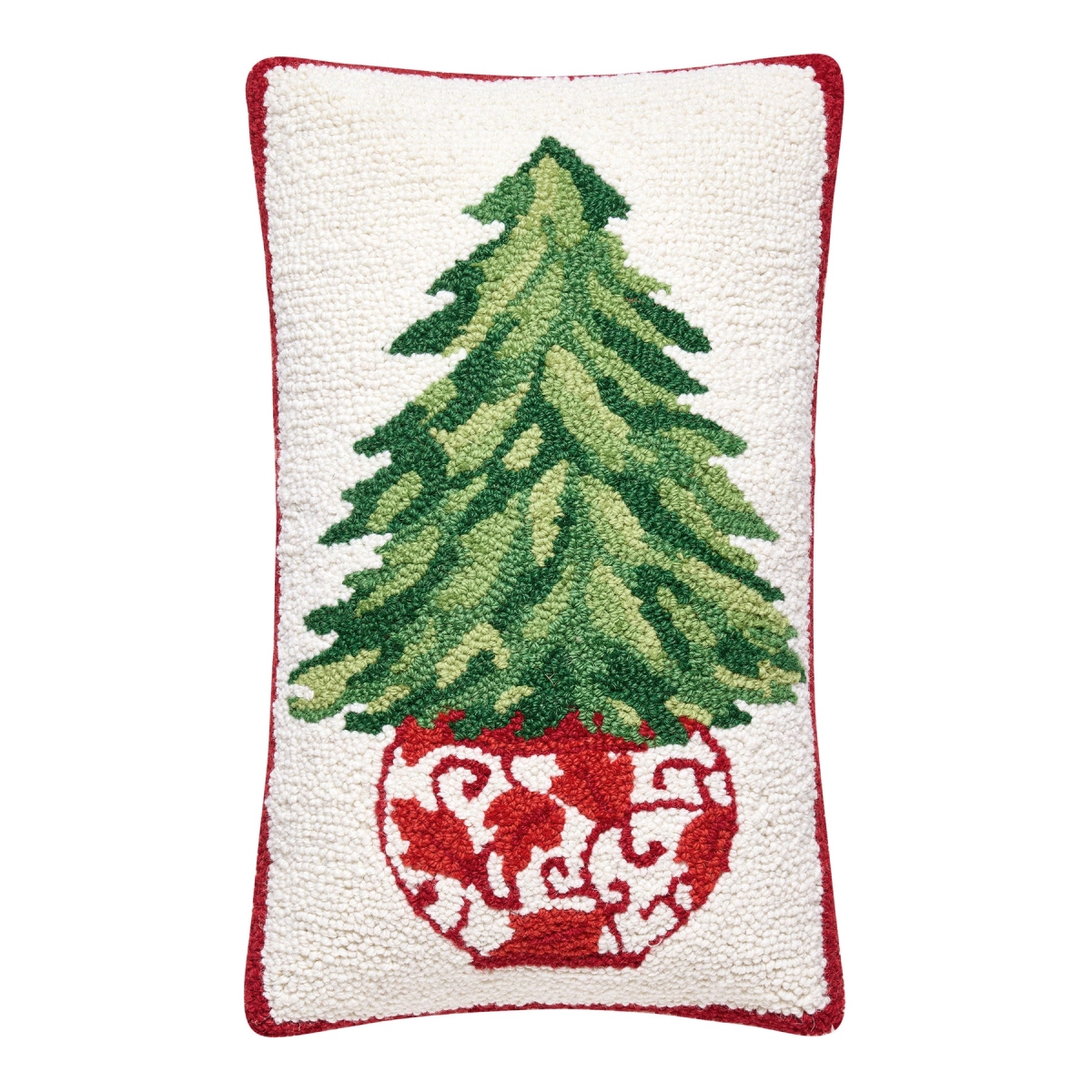 31AV1472C20OB 12 x 20 in. Red Chinoiserie Tree Poly Filled Hook Pillow