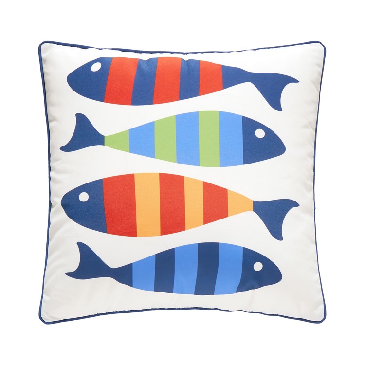 24KN403C20SQ Picket Fish Square Printed Pillow Poly Filled