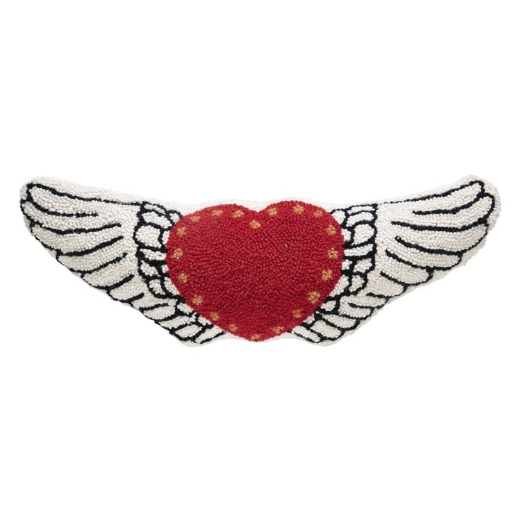 30JGY31C22OB 8 x 22 in. Shaped Wing & Hearts Blown Fill Hook Pillow