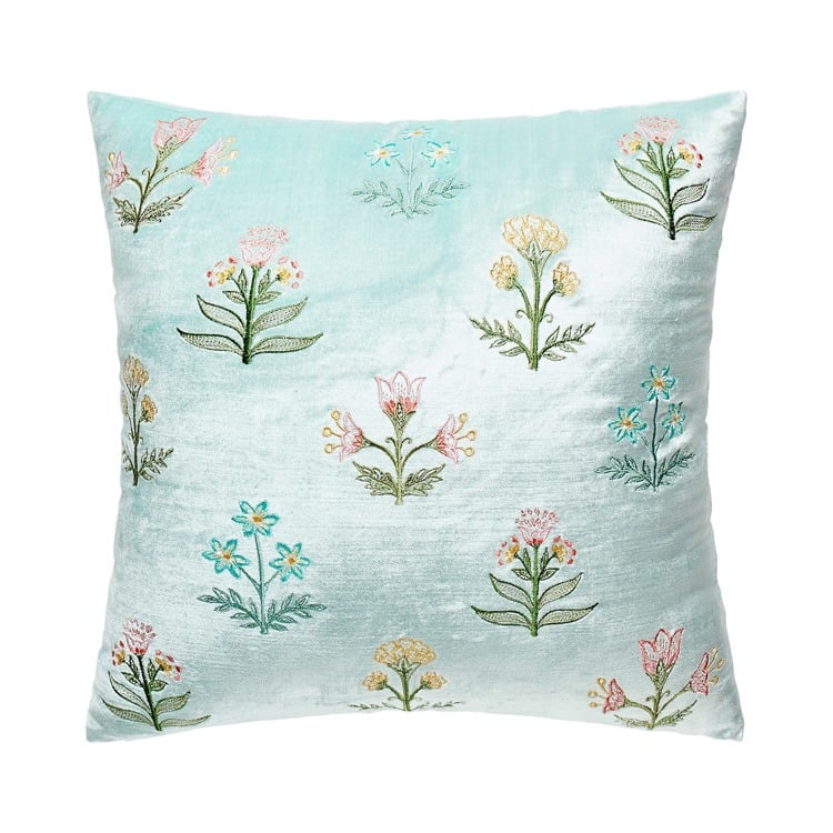 24AV1543C16SQ Blue Spring Mughal Embroidered Poly Filled Pillow, 16 x 16 in.