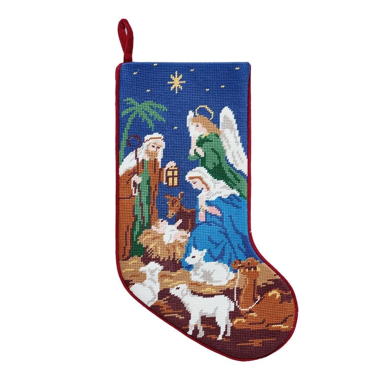 31SJM11382MC 11 x 18 in. Nativity Embroidered Needlepoint Stocking