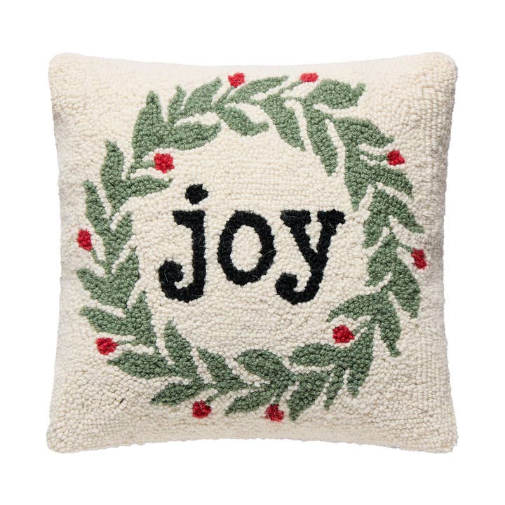 31AV1230C14SQ 14 x 14 in. Simple Joy Wreath Poly Filled Hook Pillow