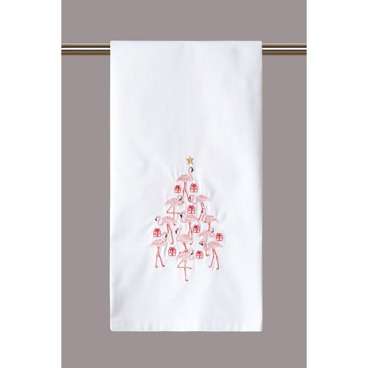 04AV1417WC 16 x 25 in. Flamingo Tree Embroidered Kitchen Towel, Pack of 4