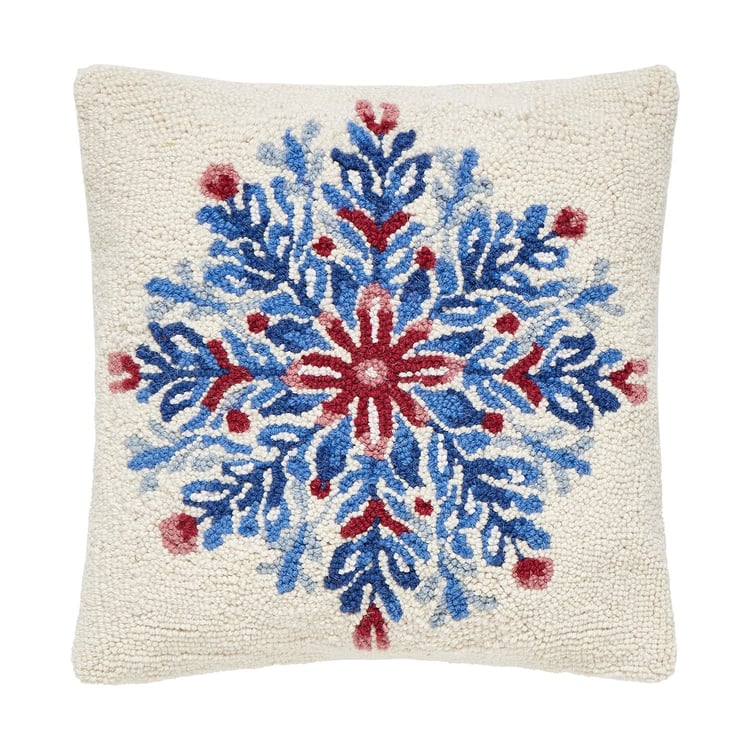 31SJM11467C16SQ 16 x 16 in. Chinoiseries Snowflake Poly Filled Hook Pillow
