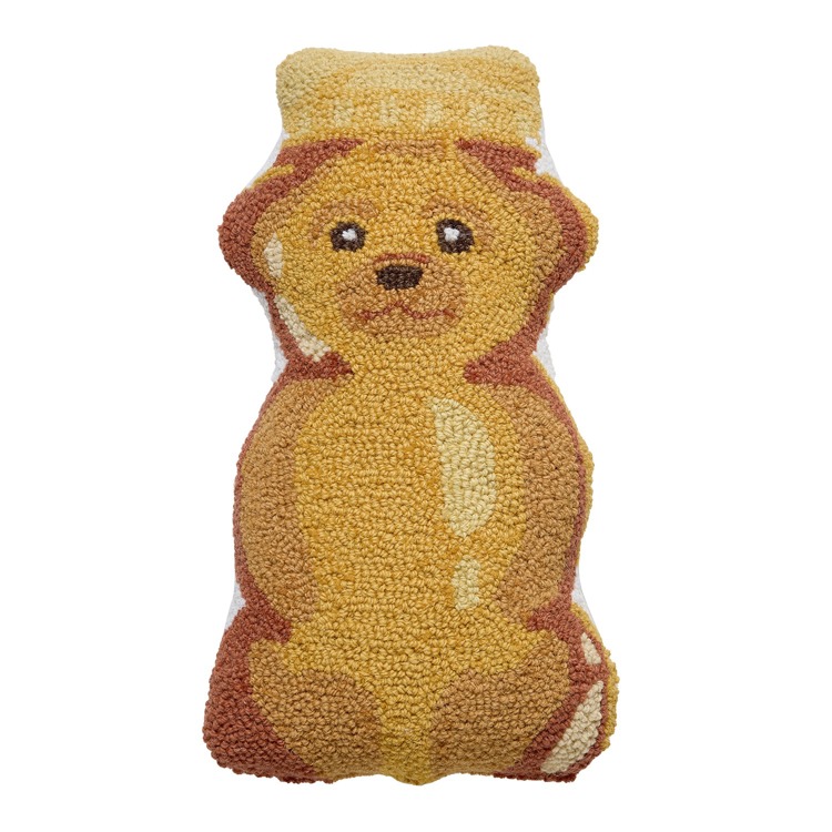 30AV1129C16OB 9 x 16 in. Shaped Honey Bear Hook Pillow - Blown-in Filled