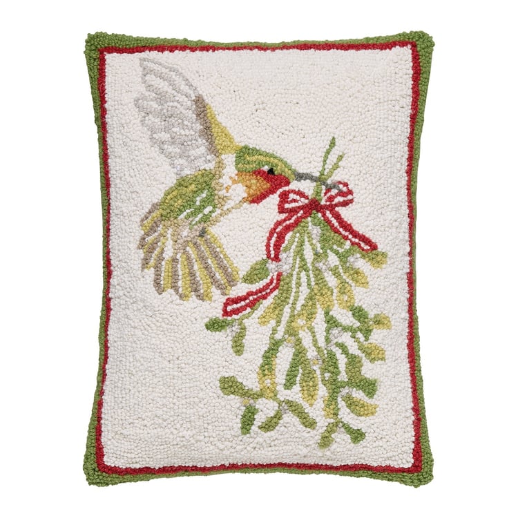 31ML586C18OB 14 x 18 in. Hummingbird Mistletoe Poly Filled Hook Pillow