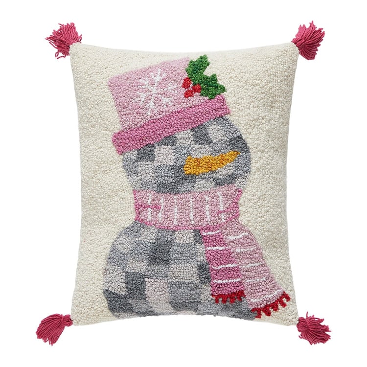 31JGY30C18OB 14 x 18 in. Disco Snowman with Tassels Poly Filled Rectangle Hook Pillow