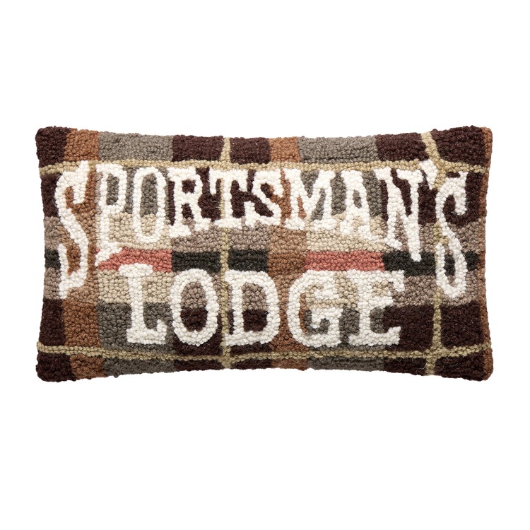 30AV1236C16OB Sportsmans Lodge Hook Pillow with Poly-Filled - 9 x 16 in., 100 Percent Wool, Cotton & Poly - Pack of 2