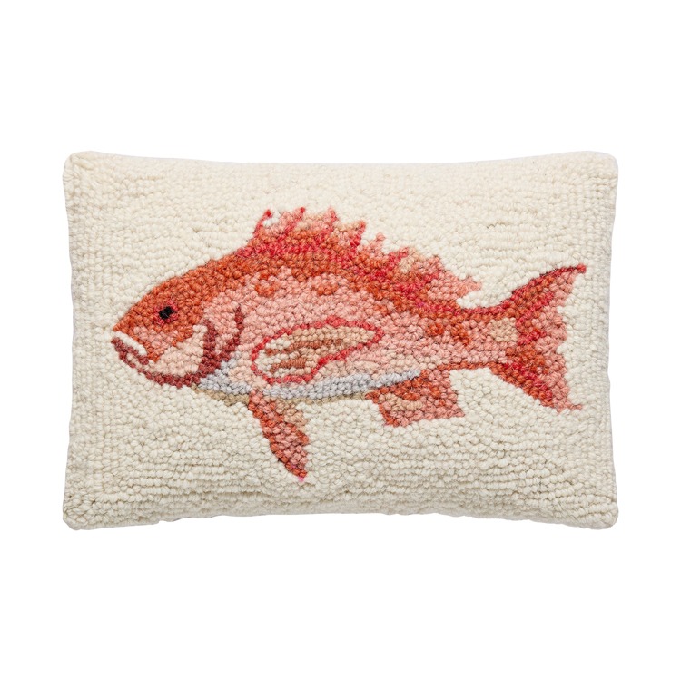 30GY3490C12OB 8 x 12 in. Red Snapper Poly Fill Hook Pillow