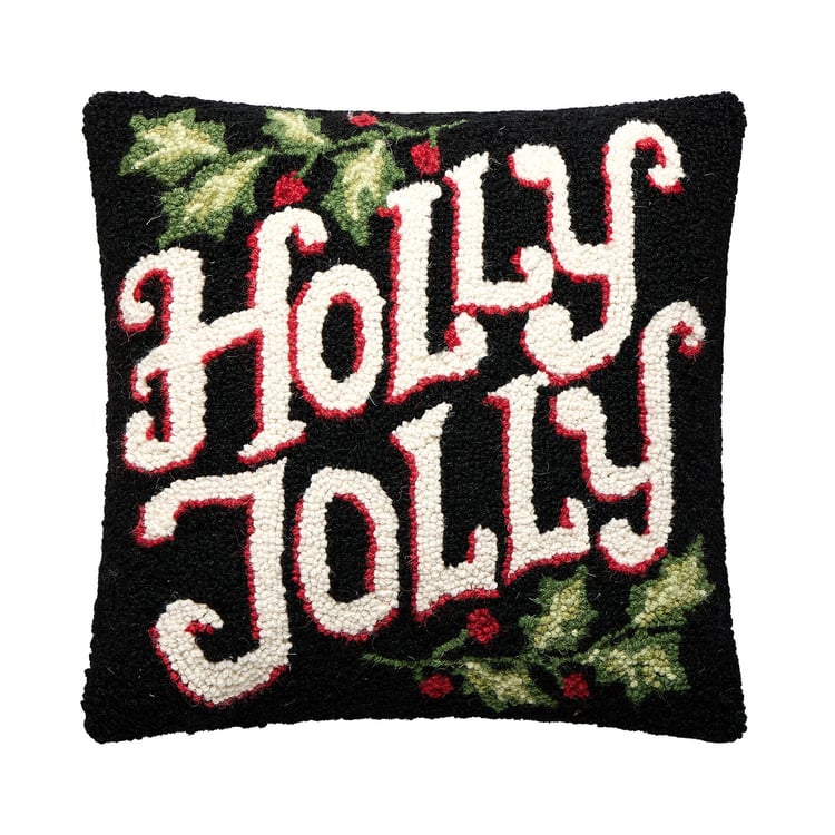 31AV1239C16SQ 16 x 16 in. Holly Jolly Poly Filled Hook Pillow
