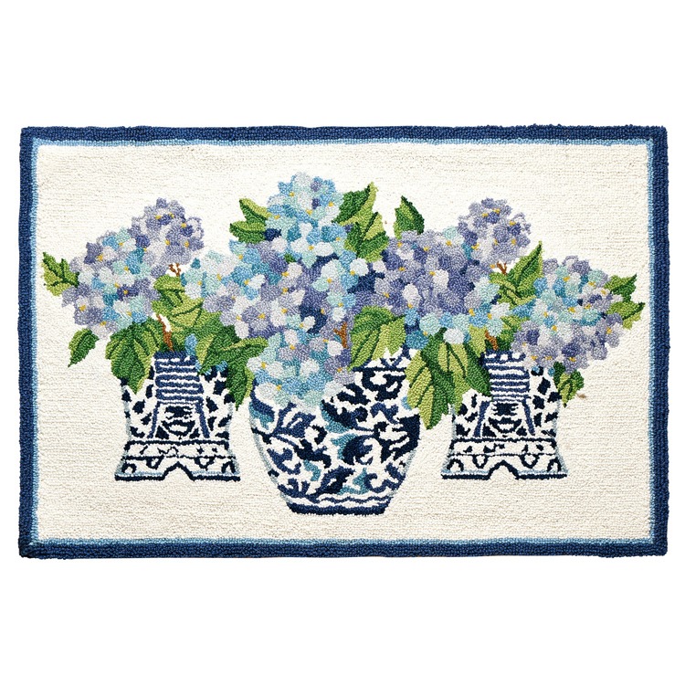 30SER654C03 Rhapsody In Blue Hooked Rug - 2 x 3 ft., 100 Percent Wool