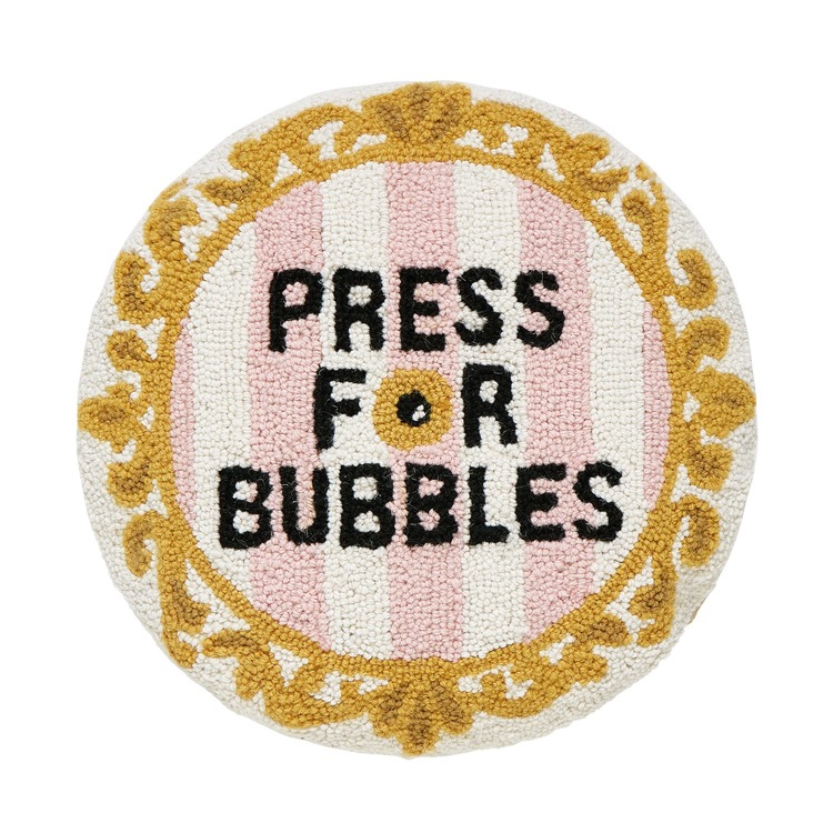 30JGY29C16RD Bubbles Bell Hook Pillow with Poly-Filled - 16 in., Red, 100 Percent Wool, Cotton & Poly