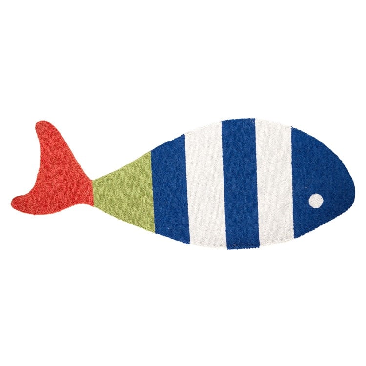 30KN408C50 Picket Fish Shaped Hooked Rug - 20 x 50 in., 100 Percent Wool