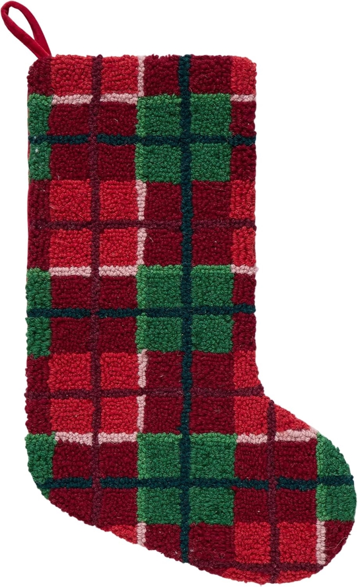 31SJM11490MC 12 x 20 in. Christmas Plaid Hook Stocking