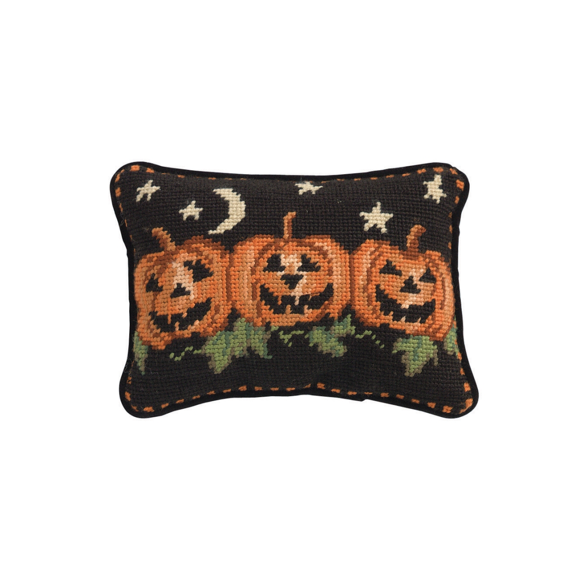 Picture of Peking Handicraft 31SJM358C09OB 6.5 x 9 in. Pumpkin in the Moonlight Needlepoint Pillow&#44; Multi Color - Pack of 2