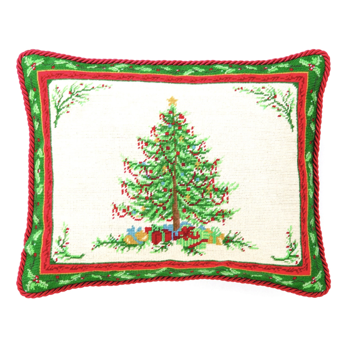 Picture of Peking Handicraft 31SERX12C20OB 16 x 20 in. Classic Christmas with Berry Poly Filled Needlepoint Pillow
