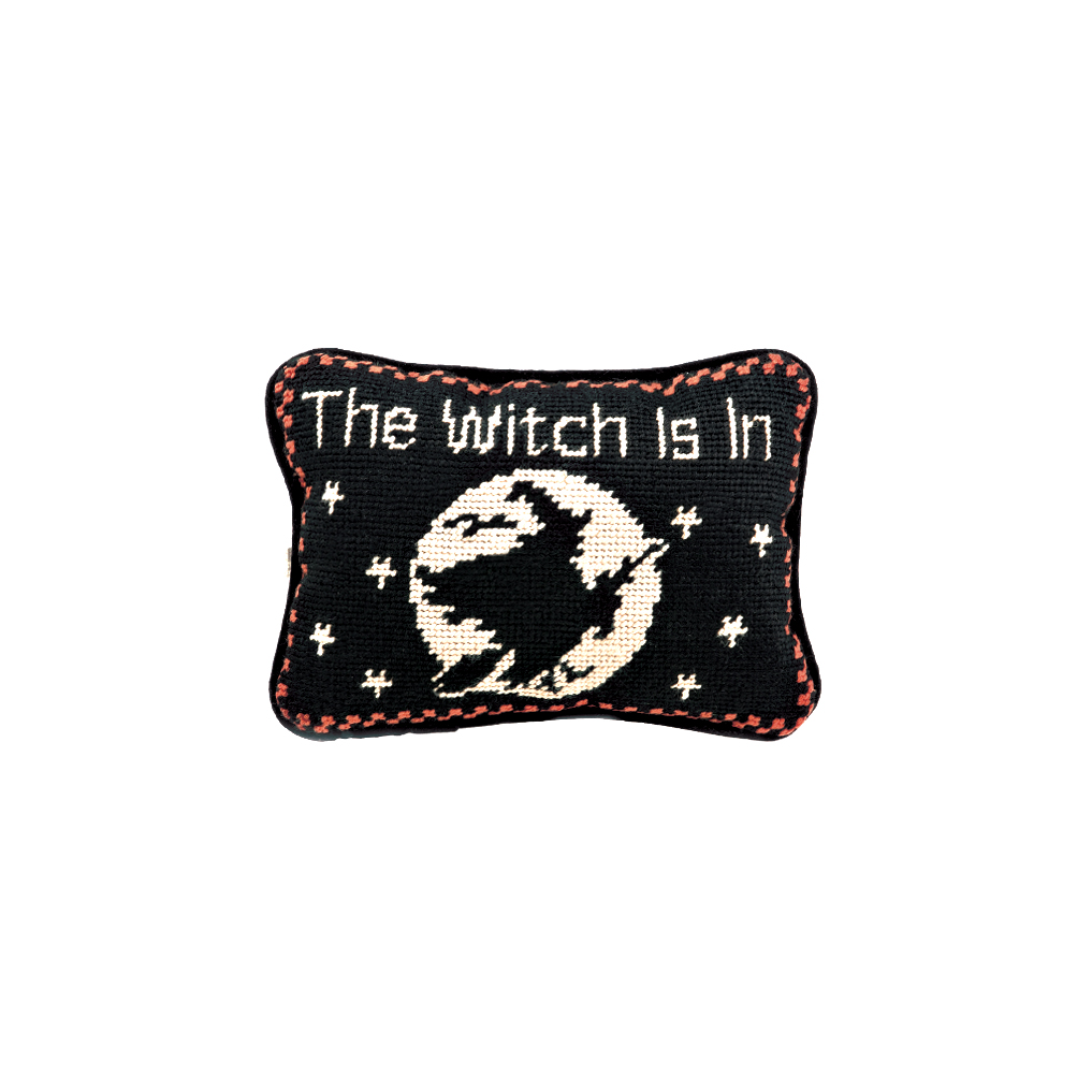 Picture of Peking Handicraft 31TA843C09OB 6.5 x 9 in. The Witch is in Needlepoint Pillow&#44; Multi Color - Pack of 2