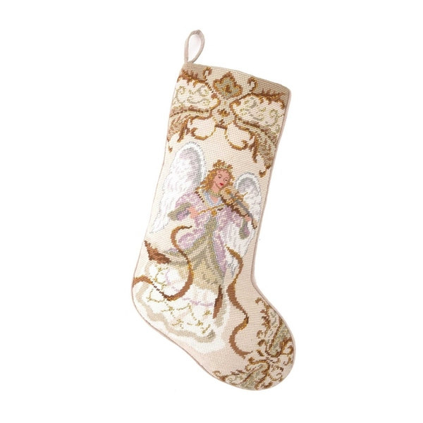 11 x 18 in. Angel with Violin Needlepoint Stocking