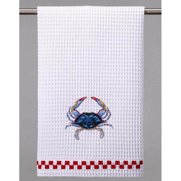 Picture of Peking Handicraft 04TA1385WC 16 x 25 in. Blue Crab Waffle Weave Kitchen Towel 