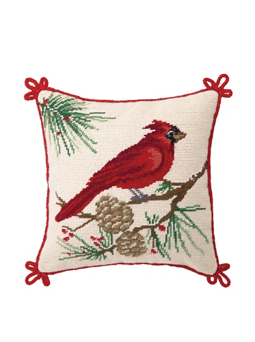 31SERX41AC12SQ 12 x 12 in. Snowbirds Needlepoint Pillow Cardinal, Red