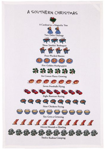 18 x 26 in. A Southern Christmas Kitchen Towel, White