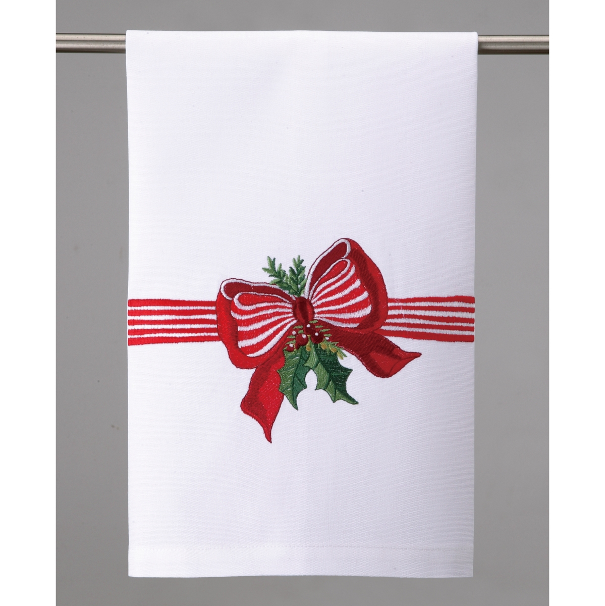 04SERX94WC 16 x 25 in. Red & White Ribbon Embroidered Kitchen Towel, Cotton