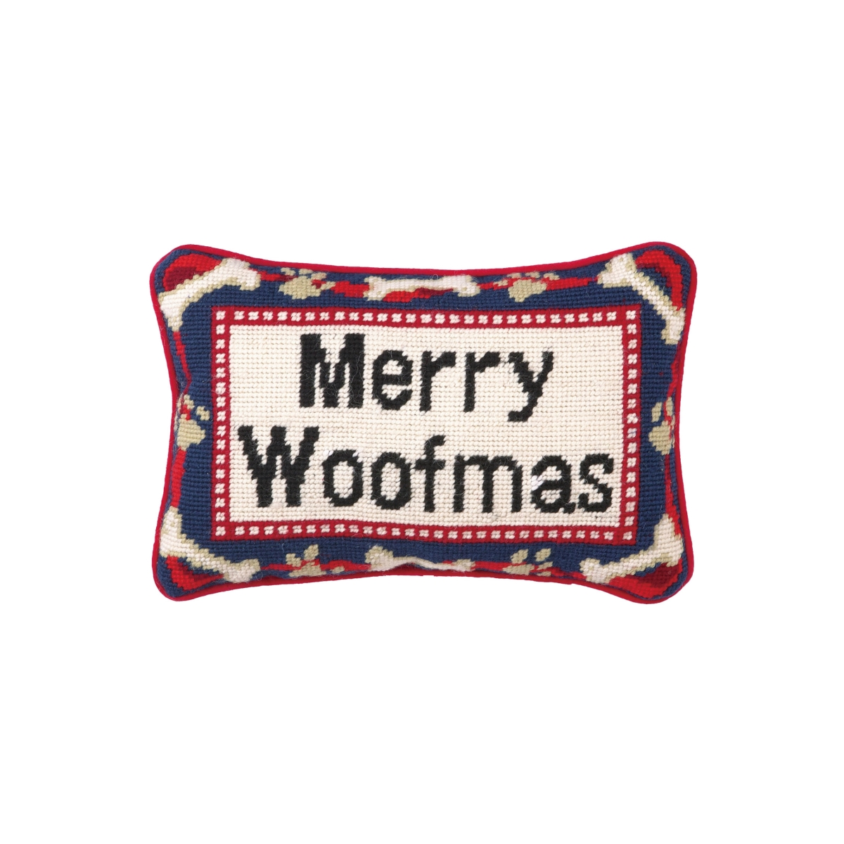 Picture of Peking Handicraft 31TA80C12OB 8 x 12 in. Merry Woofmas Needlepoint Pillow