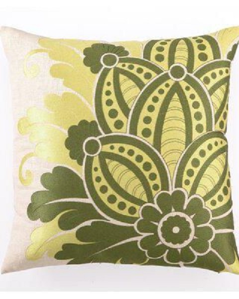 20 x 20 in. Green Waikiki Embroidered Pillow