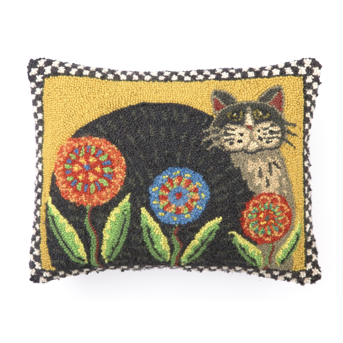 30LHR02C18OB 14 x 18 in. Penny Flower Cat Hook Poly Fill Pillow