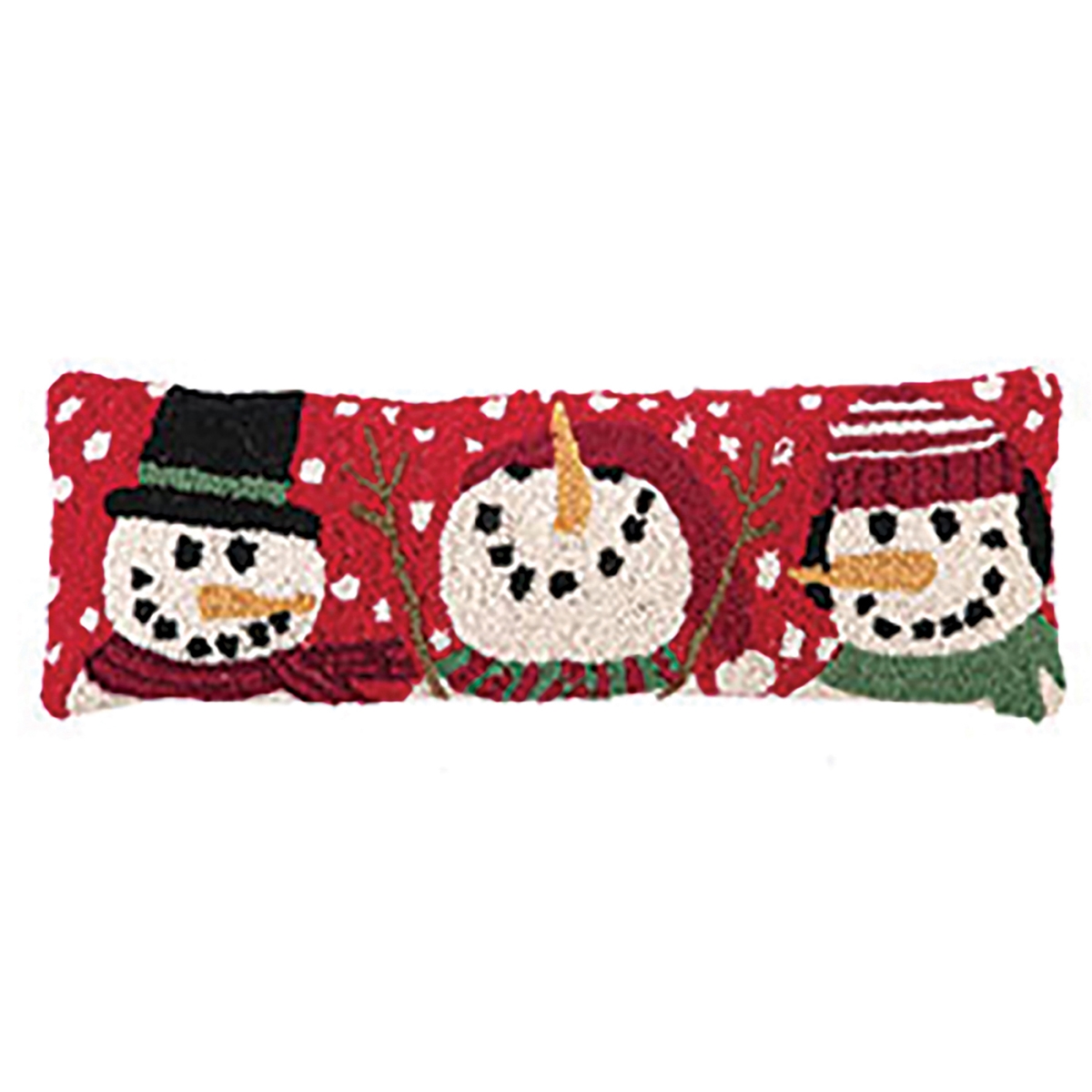 8 x 24 in. 3 Snowmen Rectangular Hook Pillow, Multi Color