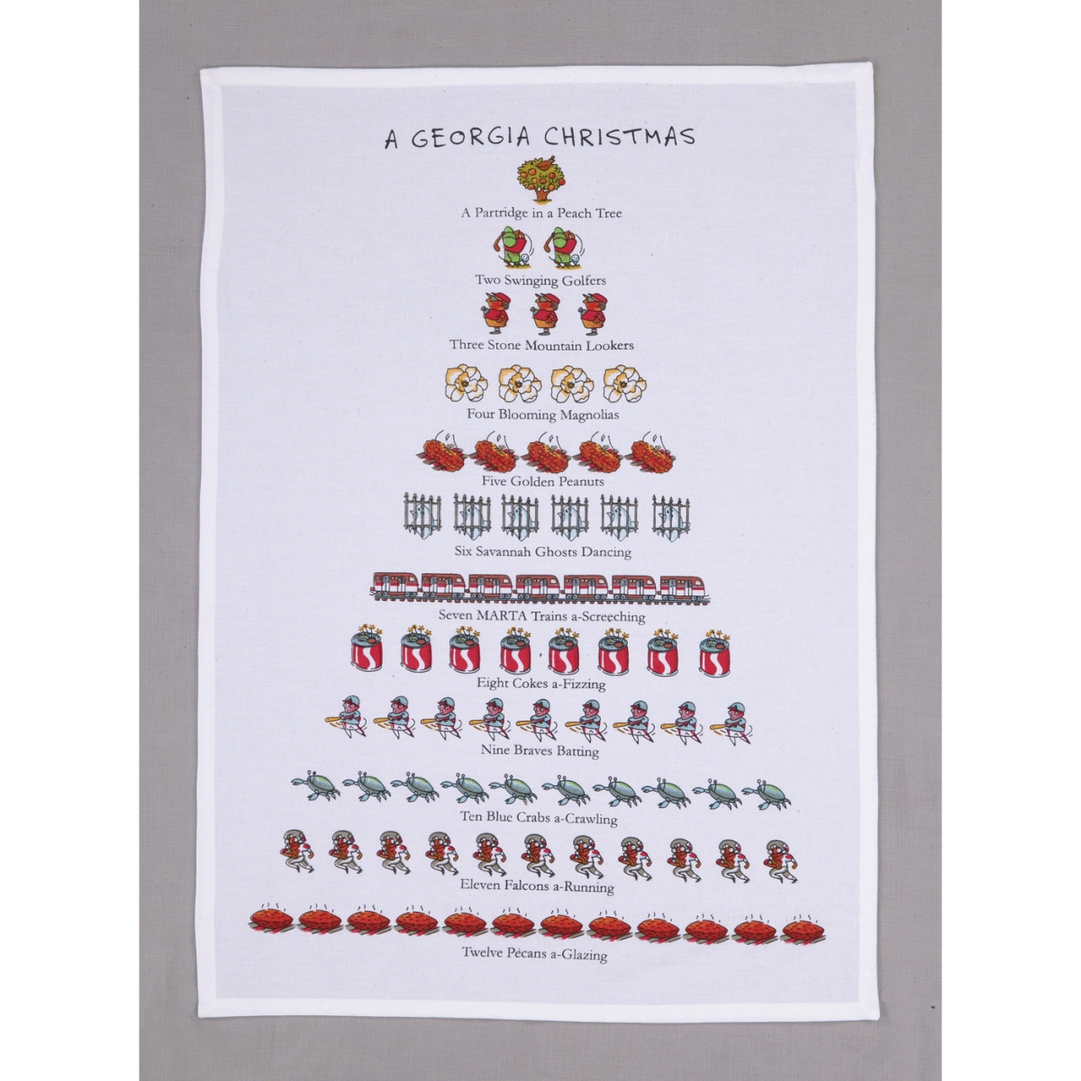 Picture of Peking Handicraft 04DP38WC 18 x 26 in. Twelve Days of Georgia Lovers Christmas Flour Sack Kitchen Dish Towel 