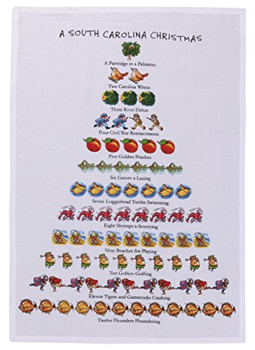18 x 26 in. A South Carolina Christmas Kitchen Towel, White