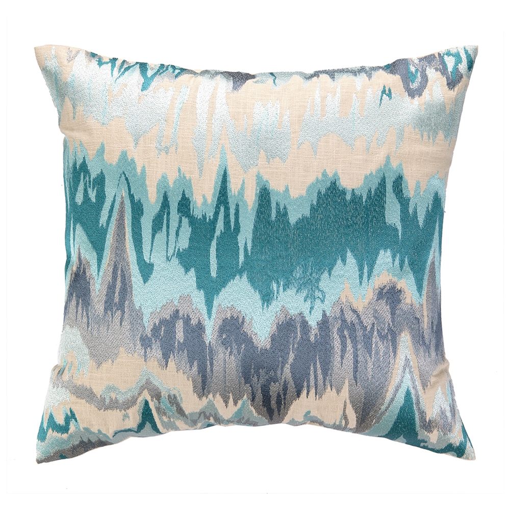 20 x 20 in. Seismograph Embroidered Pillow, Aqua