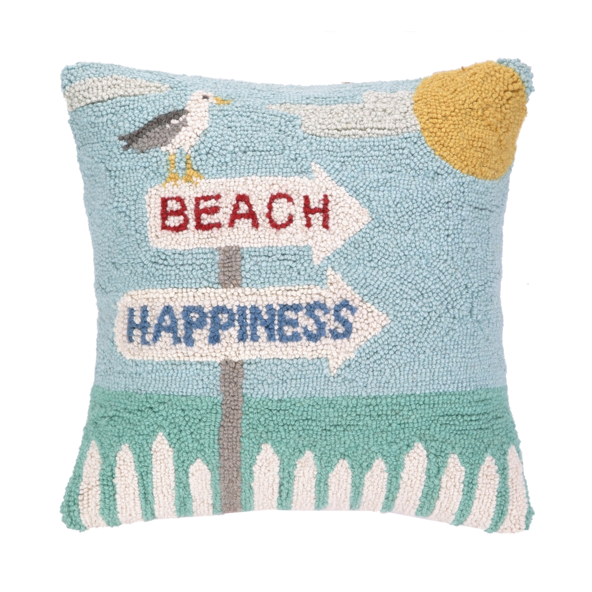 30HRS88C16SQ 16 x 16 in. Beach Happiness Seagull Hook Pillow