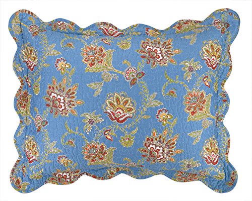Picture of Laurel & Mayfair 15PHS71214C01 20 x 26 in. Jacobean Quilted Standard Sham Pillow&#44; Blue
