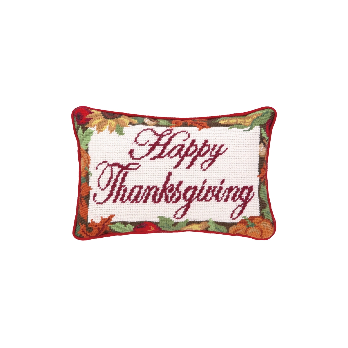 Picture of Peking Handicraft 31SJM6263C12OB 8 x 12 in. Happy Thanksgiving Needlepoint BF Pillow - 100 Percent Wool & Cotton