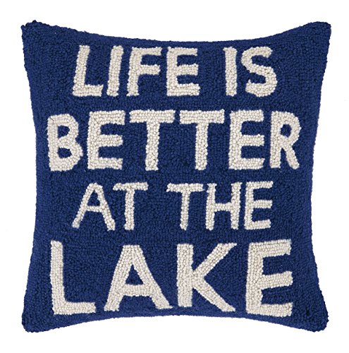 16 x 16 in. Life is Better at The Lake Pillow, Blue & White