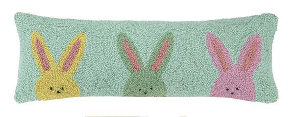 8 x 24 in. 100 Percent Wool & Cotton Three Peeping Bunnys Pillow