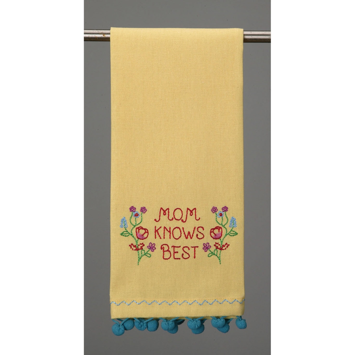 15 x 22.5 in. Mom Knows Best Pompom Kitchen Towel