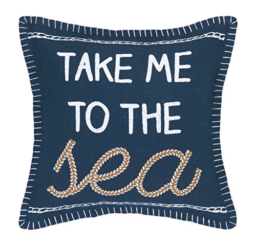 Take Me to The Sea Burlap Pillow, Blue