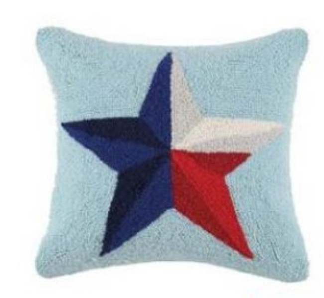 Picture of Peking Handicraft 30HRS1071C16SQ 16 x 16 in. Texas Flag Star Poly Filled Square Hook Pillow